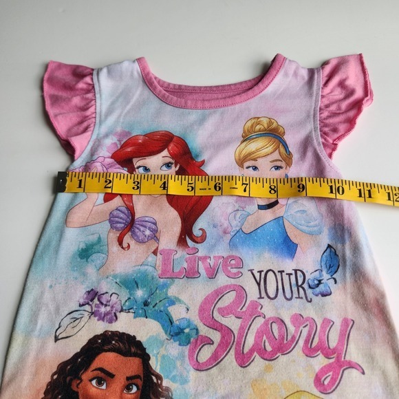Disney Princess Girls Pink Live Your Story Nightgown Ariel Moana Size 4/5 - Picture 3 of 7